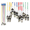12 Piece Metal Whistle w/ 38" Assorted Color Lanyard